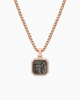 Petrvs® Horse Amulet in 18K Rose Gold with Black Mother of Pearl and Diamonds, 16.4mm